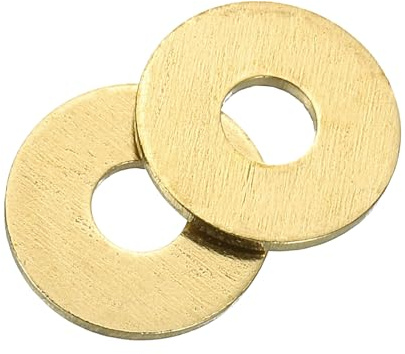 sourcing map M4 Flat Washer Brass Ring Flat Washers 12mm OD 1mm T 50Pcs | Metal Sealing Gasket Ring for Screws Bolts Nuts