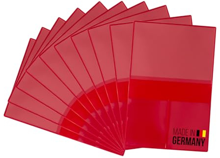 ggm 10x KFZ-Schein Hülle in Rot – Fahrzeugscheinmappe mit 4 Fächern – Robuste Ausweishülle aus Kunststoff – Für Auto, Motorrad, LKW – Kompakt & abwischbar – ca. 9,5 x 12,3 cm