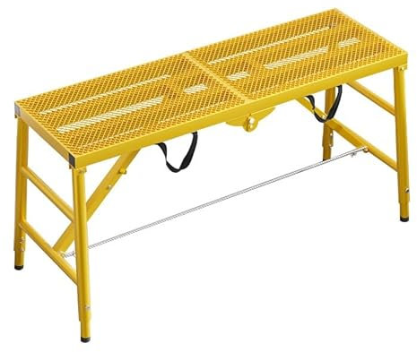 ZBJDX Escalera De Plataforma De Trabajo PortáTil, Plataforma De Andamio De Altura Ajustable, Plataforma De Trabajo Resistente para Obras De ConstruccióN Y Renovaciones,Amarillo