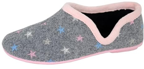 Sleepers Womens/Ladies Aria Star Motif Knitted Slippers Grey Pink 7 UK