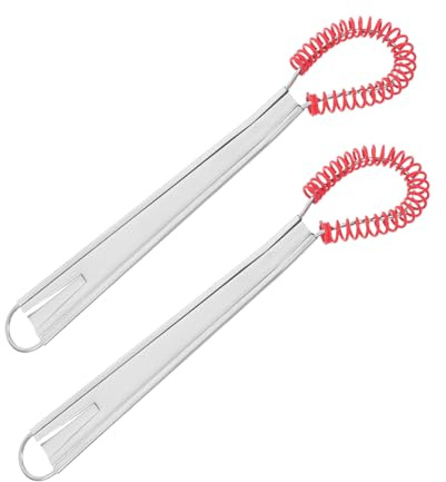 Fouet Batteur Electrique Mini Batteur à Œufs Rouge en Acier Inoxydable 2pcs | Pointe en Silicone Anti-rayures, Ressort pour Mélange, Léger pour Cuisson et Pâtisserie