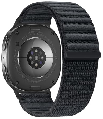 NewJourney Nylon Sport Armband Kompatibel mit Samsung Galaxy Watch 8 Armband 40mm 44mm/8 Classic 46mm 2025 Damen und Herren,Nylon Stoff Sport Loop Uhrenarmband Verstellbares Sport Loop Band(Schwarz)