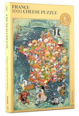 France Cheese Puzzle - 1000 Pieces Puzzle for Adults - Hand-Drawn Jigsaw Puzzle Featuring Unique Diversity from Normandy to Corsica