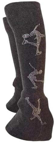 Oshhni 2X Beinstulpen für Eiskunstlauf, Fitness-Workouts und Schlittschuhe, Dunkelkhakifarbener Strickpullover