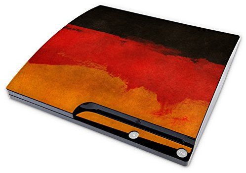 Skins4u Aufkleber Design Schutzfolie Vinyl Skin kompatibel mit Sony PS3 Playstation 3 Slim Konsole Deutschland Fahne