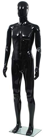 vidaXL Männliche Schaufensterpuppe mit Glassockel Mannequin Schwarz 185 cm