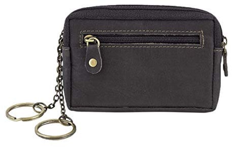 Schlüsseltasche im Used Look robust mit 2 Ringen LEAS in Echt Büffel Leder, braun - Vintage-Collection