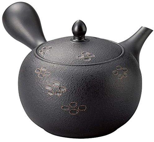Yamakiikai Teiera giapponese grande Kyusu Tokoname fatta a mano in argilla, 15,6 once fluide Shunjuu Scarlet Crest modello nero L339 dal Giappone (1)