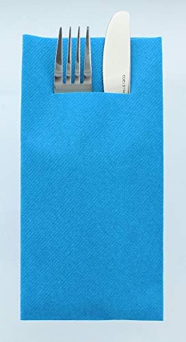 Mank Airlaid Besteckservietten Uni | 40 x 40 cm | 1/8-Falz | Premium Einweg-Serviette | saugstark | Basic | 75 Stück (Aquablau)