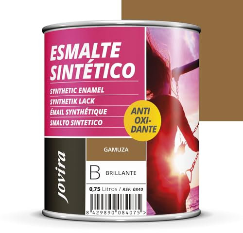 JOVIRA PINTURAS Esmalte Sintético Antioxidante. Esmalte directo sobre oxido. Para la protección y decoración de superficies de madera, hierro y acero. Brillante (750 Mililitros, Gamuza)