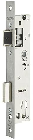 THIRARD - Boîtier de Serrure Encastrable à Cylindre pour Porte d'Entrée - Axe 24 mm - Entr'Axe 92 mm - Bouts Carrés - Coffre Acier Épaisseur 15 mm - Têtière Inox - Pêne Acier Nickelé - Gris