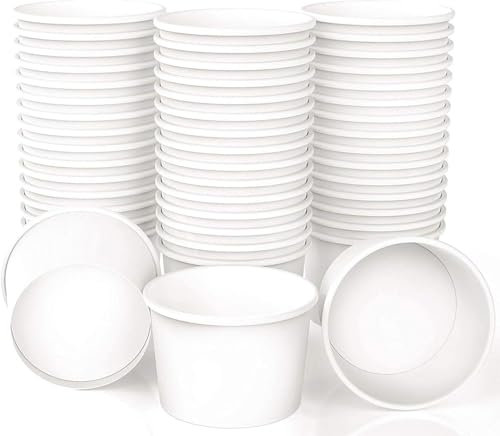 Sheriffdrink Ice Cream Paper Cups 4 oz Frozen Yogurt Cup White Dessert Bowls Frozen Dessert Supplies Pack of 50