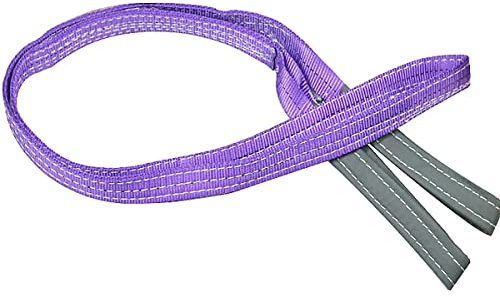 Cinghia piatta in poliestere duplex per imbracature e sollevamento carichi, con trattamento anti-taglio e anti-abrasione, 1 tonnellata, 1 m, viola