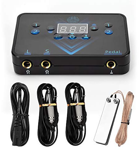 ATOMUS Tattoo Power Supply Kit Digital LED Supplies for Liner and Shader Dual-functional Tattoo Machine Power Supply with Cable 2pcs Clip Cord Foot Pedal