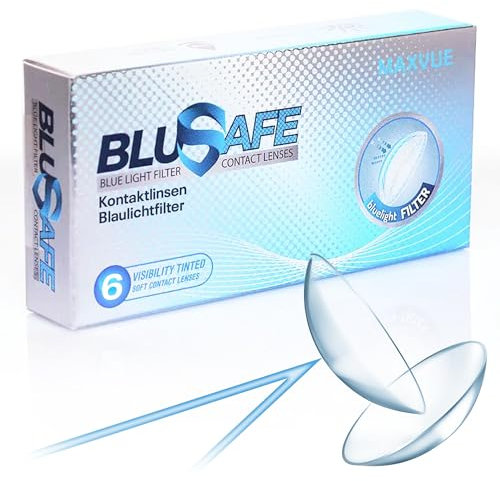 Maxvue Blusafe Blue Cut Filter Monatliche Einweg-Kontaktlinsen 6er Pack -8.00 Dioptrie Kontaktlinsen-Reiniger