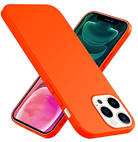NALIA Bunte Neon Silikonhülle kompatibel mit iPhone 13 Pro Hülle, Intensive Farbe rutschfest Samtig Weich Gummiert, Stoßfest Dünn Soft Case Handyhülle Silikon Schutzhülle Gel Cover Etui, Farbe:Orange