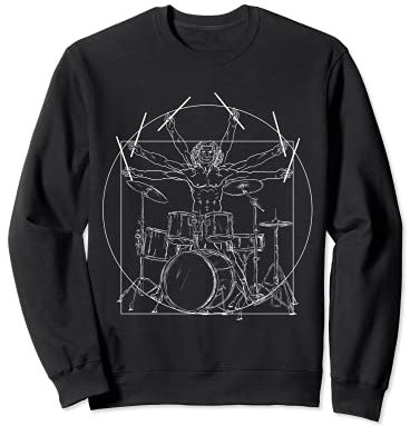 Drummer Da Vinci Vitruvian Drums Rock Music Metal Band Regalo Felpa