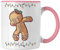 Trendation - Weihnachten Tasse Lebkuchenmann für Kinder Weihnachtstasse Lustig Geschenk Becher Jungs Jungen Mädchen Cute Lebkuchen Grafik (Rosa)