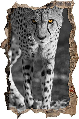 Wandtattoo kriechender Gepard Wandsticker Wandaufkleber 3D-Effekt Durchbruch für Babyzimmer Kinderzimmer 53x80cm