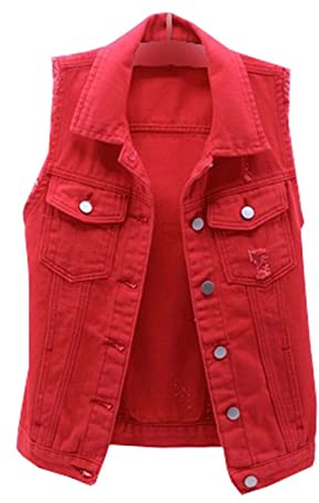 BAIXIAOCHI Gilet Di Jeans Da Donna Corto Primavera Ed Estate Giacca Senza Maniche Sfilacciata Slim Fit Con Cardigan Strappato Top