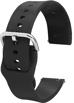 cobee Bracelets de montre en silicone, bracelets de montre de rechange étanches à dégagement rapide bracelets de montre de sport réglables bracelet de montre anti transpiration (20mm, Noir)