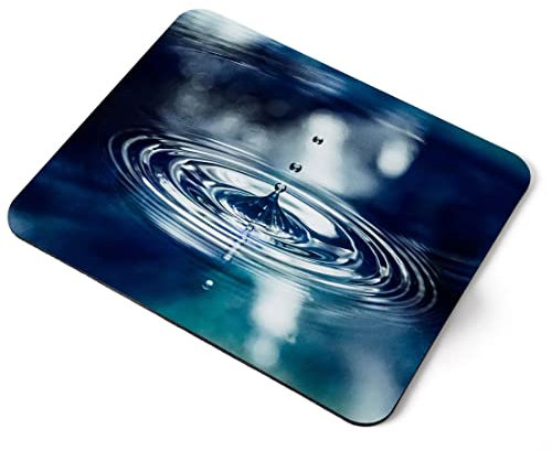 Computer Mouse Mat Pad - Water Droplet Nature Calm Zen Yoga Home Office PC Desk Accessory Flexible Fabric Top Large 5mm Laptop Desktop Printed Art Ergonomic #16965