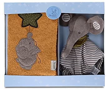 Sterntaler Baby Unisex Geschenk Set Baby Geschenk-Set Elefant, Schmusetuch & Kinderhandtuch - Baby Geschenk, Geschenkset Baby - grau
