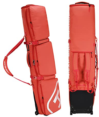 Roller-Snowboard-Tasche, einfach/doppelt gepolsterte Reise-Skitasche mit 3 Aufbewahrungsfächern, wasserdichte Schneesport-Bretttasche für Autoreisen und Flugreisen,Pink
