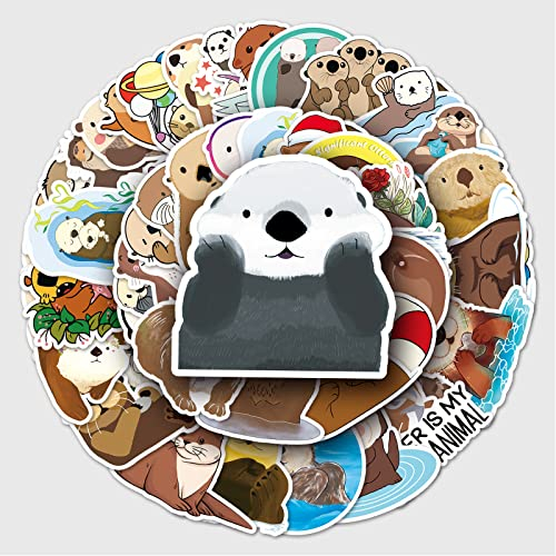 Bric Dodo 50 Stück Eurasian River Otter Aufkleber Auto Laptop Telefon Gitarre Skateboard Motorrad Fahrrad Otter Stickers Set Vinyl Wasserdicht Aesthetic Aufkleber für Jugendliche Kinder Erwachsene