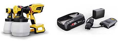 Bundle of WAGNER Pistola a Spruzzo a batteria W600 FLEXiO 18V + WAGNER Starter-Kit 18V: Bosch 18V batteria agli ioni di litio da 18V e da un caricabatterie – Power for All Alliance