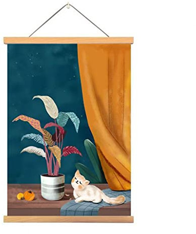 Porte-Affiches Affiche d'art Mural en Toile Et Rouleaux en Bois Décoration Murale Moderne Minimaliste Salon Chambre À Coucher Décoration De Bureau À Domicile(5,50X70CM)
