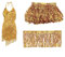 OHYER 3m lang (x 16cm Breite) Paillette Fransen Trim Dekoration Fransenband Schnittfranse Gold Stilvoll Glitzer Rock Karneval Fransen Rock Für DIY Handwerk Kleidung Kostüme Nähen Dekoration