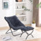 YOTATING Saucer Chair With Ottoman, Comfy Faux Fur Oversized Folding Soft Furry Lounge Lazy Moon Accent Chair for Bedroom, Living Room, Dorm Rooms, Navy