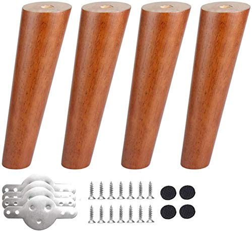 Möbelbeine aus massivem Holz, Tischbeine in Walnussfarbe, Sofafüße, Küchenschrankfüße, Fußhocker-Ersatzbeine, für TV-Schreibtisch, Couchtisch, Esstisch, Schreibtisch, Nachttisch, 4 Stück, 18 cm Made