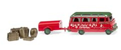Wiking 026005 H0 Mercedes-Benz O 319 Panoramabus mit Anhänger - Weihnachtsmodell 2023 (Merry Christmas) Spur HO 1:87