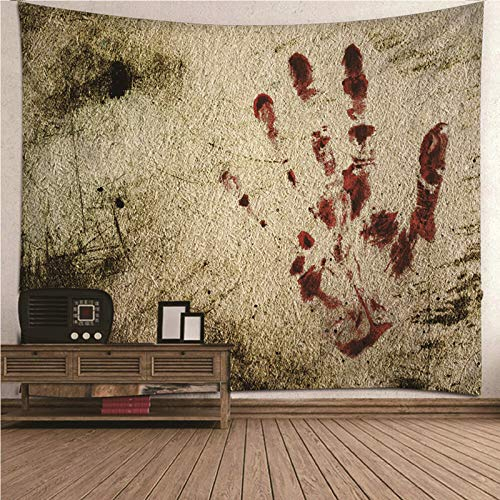 CEVAN Wandbehang Industrial Wanddekoration Gemälde Blutige Handabdruckwand Wandbehang Mit Fotos Tapisserie Murale Kunst Dekorationen Decke Wandbehang Stoff Rotbraun 200x200cm