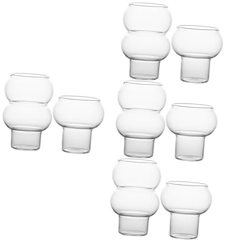 PRETYZOOM 8 Pièces verre de jus de verre coupes à dessert lunettes de mariage tasses en verre avec couvercles et pailles tasse à café transparente tasses en verre clair Un verre