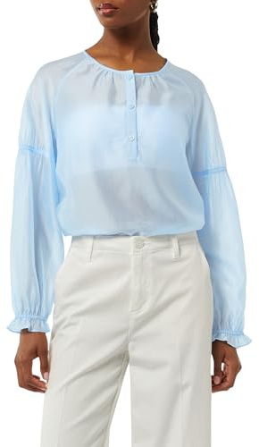 Comma Damen Schimmernde Lyocellbluse mit Raff-Details Bluse