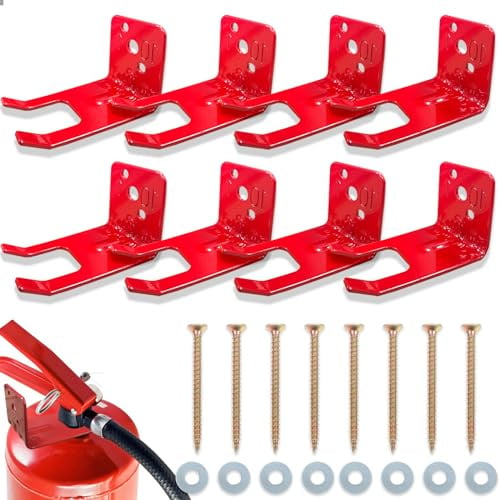 Lot de 8 supports universels d'extincteurs avec fentes pour corps de valve, col de moins de 2,5 cm, crochet d'extincteurs à fourche pour extincteurs secs et à eau de 2,3 à 5,9 kg
