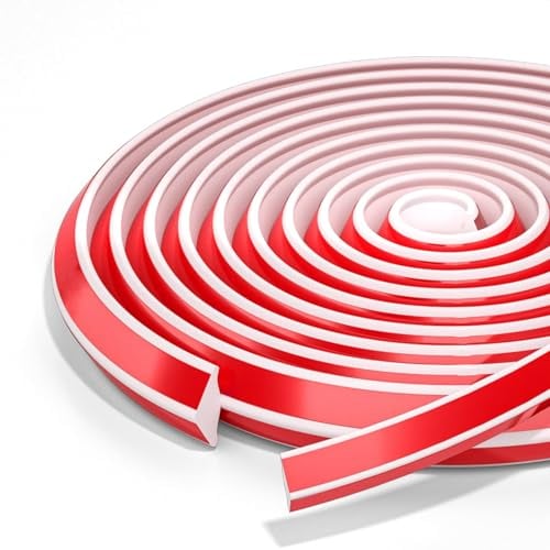 Ormein Flexible Zierleiste Selbstklebend Dreieck, TPE Material, Decken- und Wandleiste, Eckleiste für Abschlussleiste, Küchenarbeitsplatte (19x13mm, 3M, Rot)