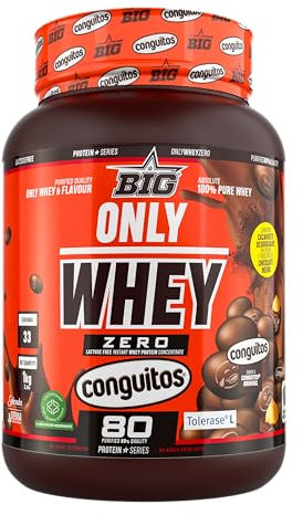 BIG - Proteinas Whey - Proteina en Polvo para Desarrollo de Masa Muscular y Recuperación - Materia Prima Premium - Whey Protein Sin Lactosa, Sin Azúcar, Sin Grumos (1Kg, Conguitos)