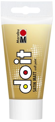 Marabu DO IT Craft Paint, 75 ml Dorado, acrílica semibrillante para Bricolaje, Manualidades y Hobbies, Pintura al Agua, Intemperie, Resistente a la luz, de Secado rápido, Vegana, 12760002084, Gold