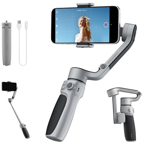 ZHIYUN CINEPEER CQ5[Official] Gimbal Stabilizer for Smartphones with Voice Assistant, Phone Gimbal Built-in 215mm Extension Rod, Tripod, Portable and Foldable,Gimbal for iPhone Android TikTok YouTube