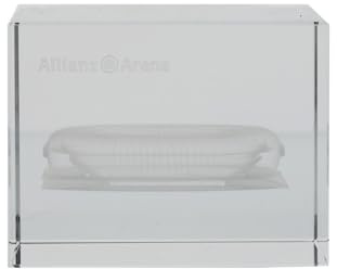 FC Bayern München Allianz Arena im Acrylblock I 3D-Darstellung 7 x 7 x 4,5 cm Fußballdeko für Schreibtisch & Vitrine I Offiziell lizenziert