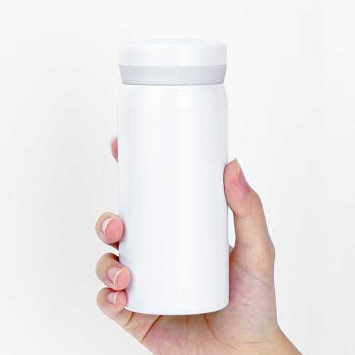 Linkidea 7oz (200ml) Mini Water Bottle, Small Vacuum Insulated Stainless Steel Water Bottle for Hot & Cold Drinks, Spill Proof Thermo Fit Handbag, Purse and Pocket (White)