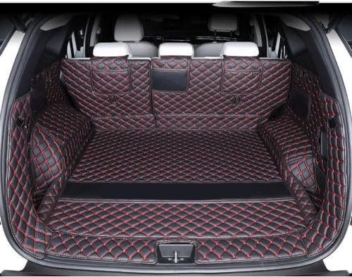 CQFCY VollstäNdige Einkreisung Kofferraummatte Kofferraumwanne für Hyundai Tucson N-Line NX4 2021-2023 2024 2025, rutschfest Kratzfestem Leder Kofferraummatten,C-Black Red Line