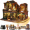 Mostop DIY Miniature Dollhouse Kit,Wooden Dollhouse Construction Kit,Miniature House Kit with LED Light und Bewegungen,Creative Room Idea for Children/Adults,Magic House,DIY Kits (Twilight Book City)