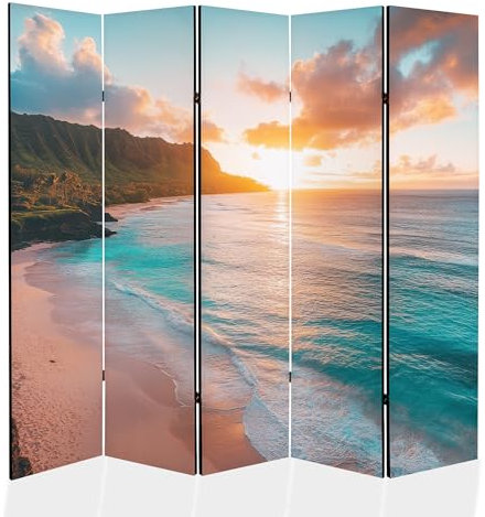 framed concept - Paravent Raumteiler Holz 225x172 cm, 5-teilig beidseitig, Sichtschutzwand