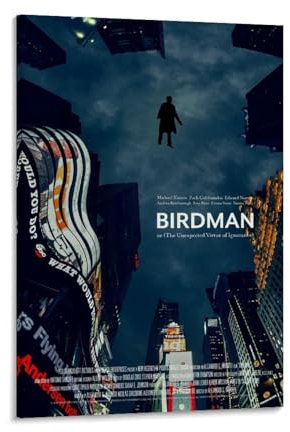 WONLEU Birdman-Filmposter, Vintage-Film-Poster, Design, Horror-Film, Leinwand, Poster, Ölposter, Wandkunst, Gemälde, Schlafzimmer, Zuhause, 60 x 90 cm, Rahmenstil-6