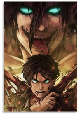 CBEJFGTX Comics Attack on Titan Eren Yeager Art Poster Dekorative Malerei Leinwand Wandkunst Wohnzimmer Poster Schlafzimmer Malerei 12x18inch(30x45cm)